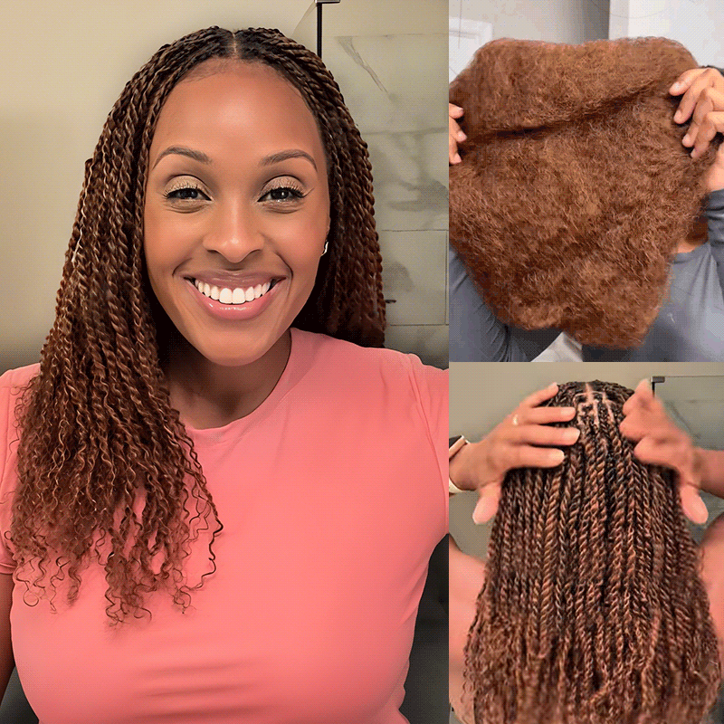 Onimehair™ Mixed Color #4/30 Afro Kinky Bulk Highlights #27/30 Human Hair