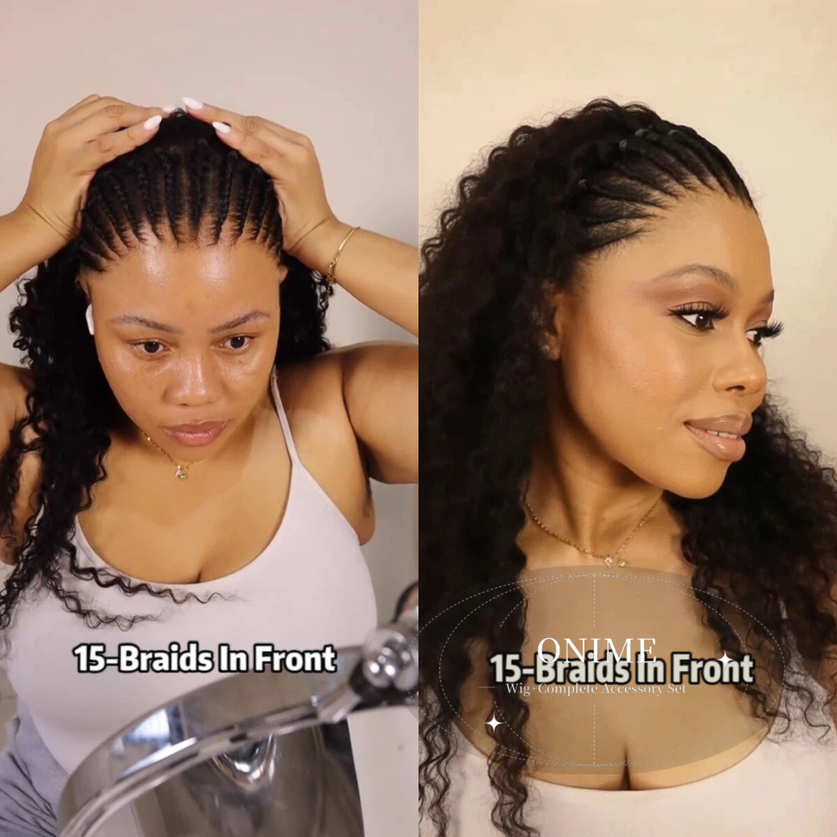 Knotless Fulani Braids Deep Wave Glueless Ear-to-ear 13x4 Frontal HD Lace Wig Human Hair