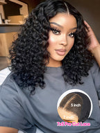 Onimehair™ Water Wave Bob Glueless Wig Wear Go 13x4 HD Lace Pre Cut Lace Wig