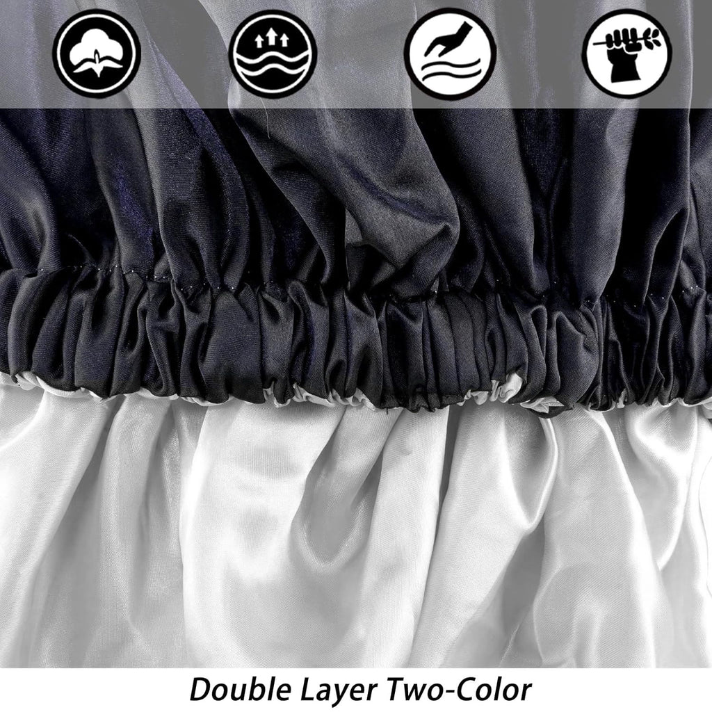 Onimehair™Satin Bonnet Silk Bonnet Hair Bonnet for Sleeping-Slouchy Beanie Hat Satin Sleep Cap for Women's Natural & Curly Hair(Black&Gray)