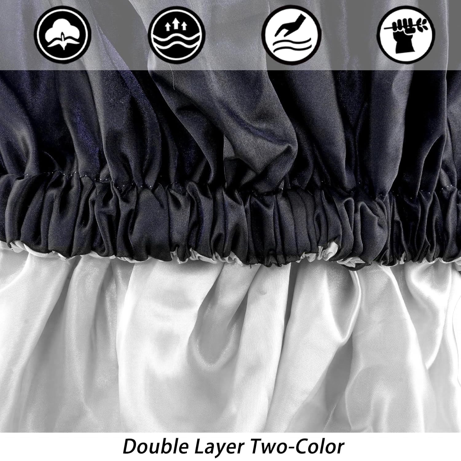 Onimehair™Satin Bonnet Silk Bonnet Hair Bonnet for Sleeping-Slouchy Beanie Hat Satin Sleep Cap for Women's Natural & Curly Hair(Black&Gray)