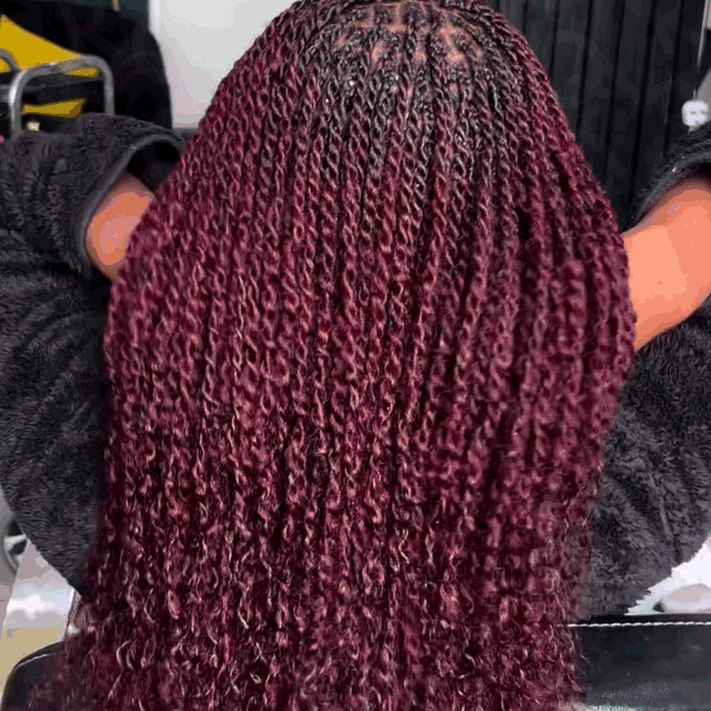 Onimehair™ Affordable Afro Kinky Bulk Human Hair 99J Burgundy Color For Braiding DreadLock