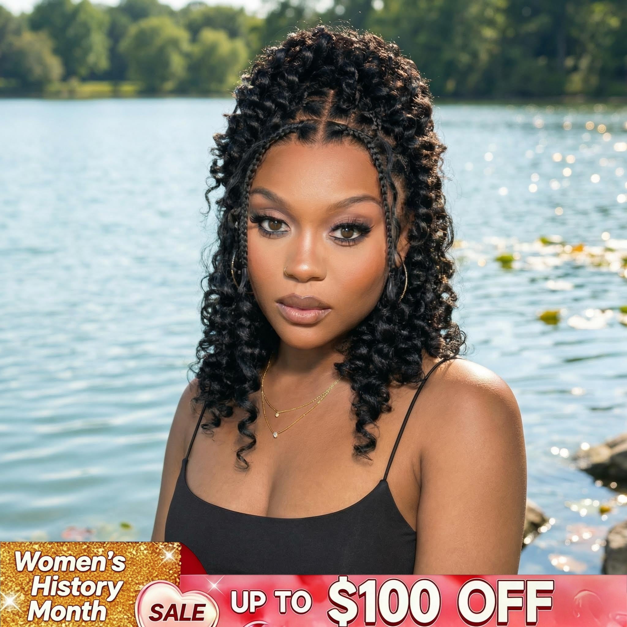 Knotless Boho Curls Braided Bob Wig Flexi Fit Invisi Drawstring HD Lace Cap - Onime Hair