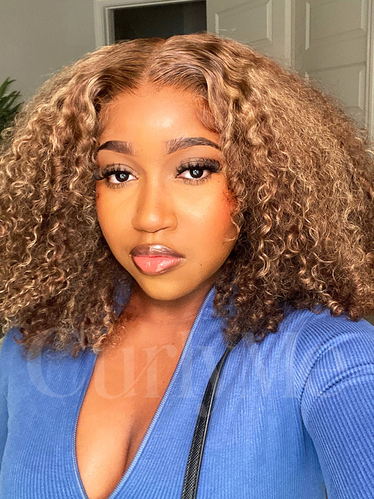 Onimehair™ Wear Go Glueless Highlights Ombre Hair Pre-cut HD Lace onimehair Curly Wig