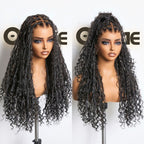 Light Weight Flexi-Fit Invisi Drawstring Cap Full Lace Knotless Boho Curls Braided Long Wig Super Natural Scalp