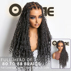 Light Weight Flexi-Fit Invisi Drawstring Cap Full Lace Knotless Boho Curls Braided Long Wig Super Natural Scalp