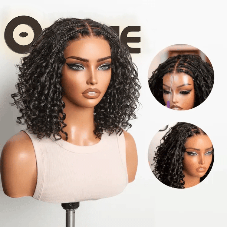Exclusive Deal | Boho Braids Deep Curly Glueless 5x5 Closure Lace with Braided Top Human Hair Wig Pre-Cut Lace