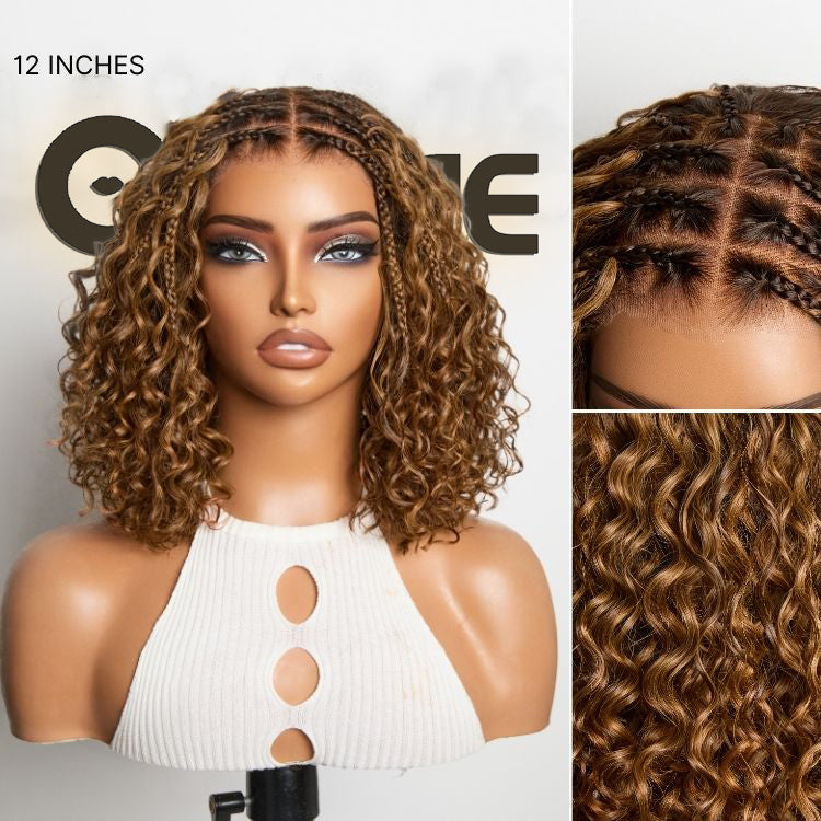 Exclusive Deal | Boho Braids Deep Curly Glueless 5x5 Closure Lace with Braided Top Human Hair Wig Pre-Cut Lace