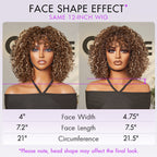 New Customers Only | Beginner Friendly Water Wave Minimalist Lace Glueless Short Curly Wig with Bangs