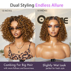 Brown Highlight / Natural Black / Blonde Highlight Deep Curly Glueless 5x5 Closure Pre-Cut Lace Wig