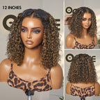 Brown Highlight / Natural Black / Blonde Highlight Deep Curly Glueless 5x5 Closure Pre-Cut Lace Wig