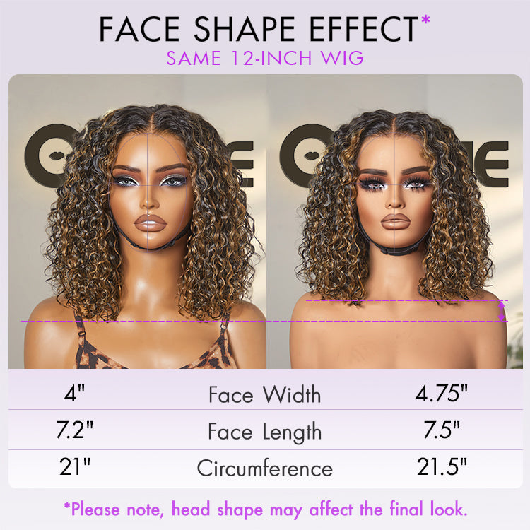 Brown Highlight / Natural Black / Blonde Highlight Deep Curly Glueless 5x5 Closure Pre-Cut Lace Wig