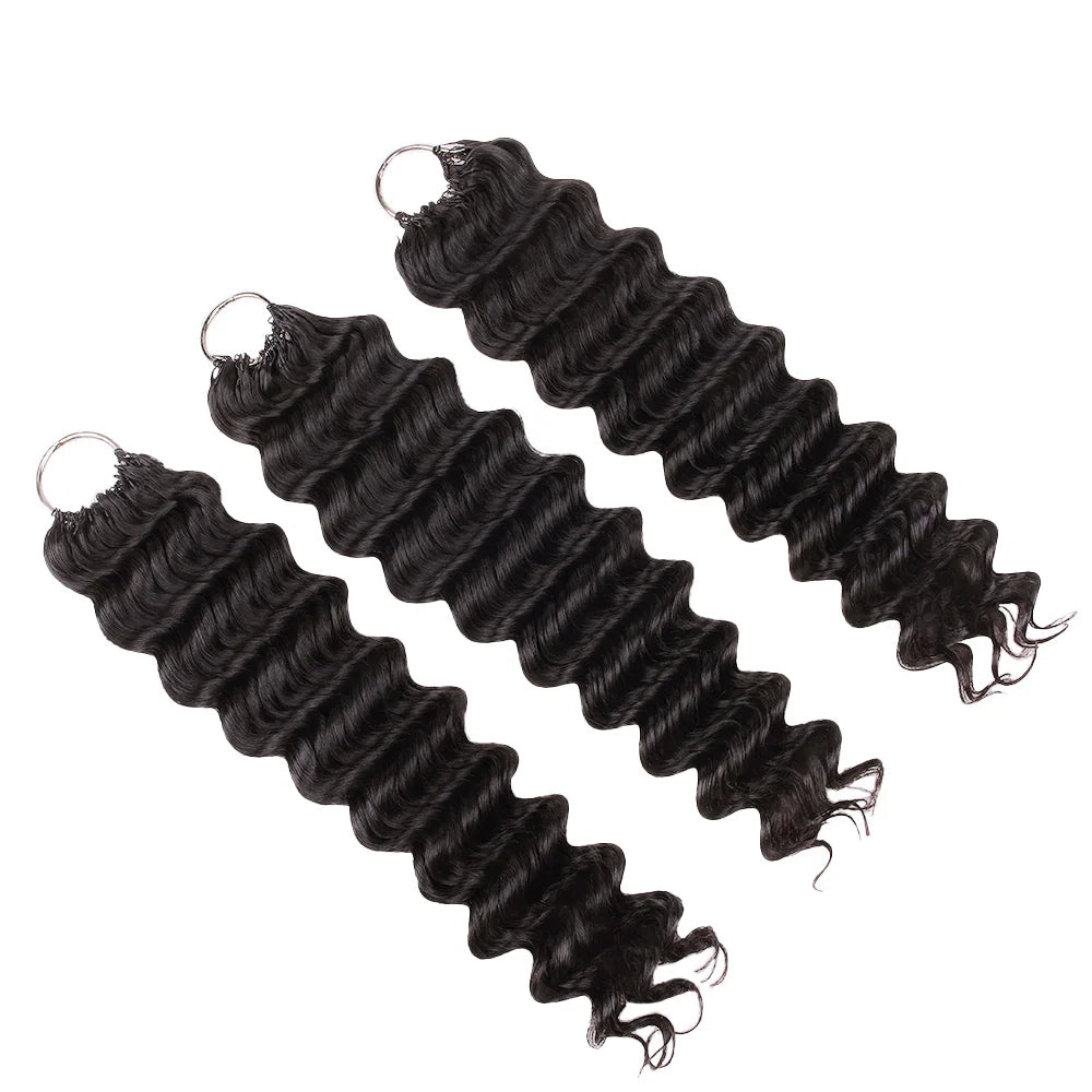 Onimehair™Onime Feather Crochet Hair Extension Deep Wave Virgin Human Hair