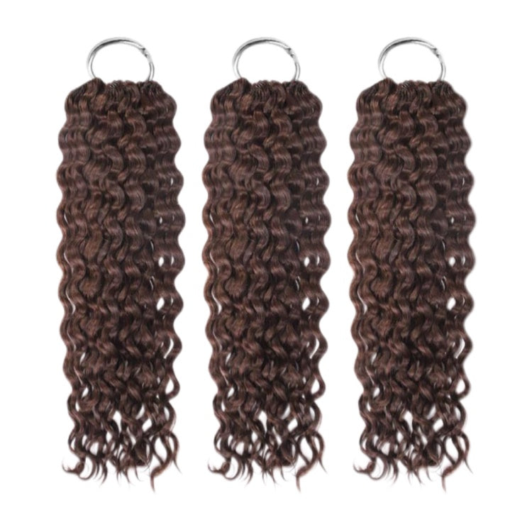 4# Chocolate Brown Color Curly Crochet Hair 100% Human Crochet Braids Extensions
