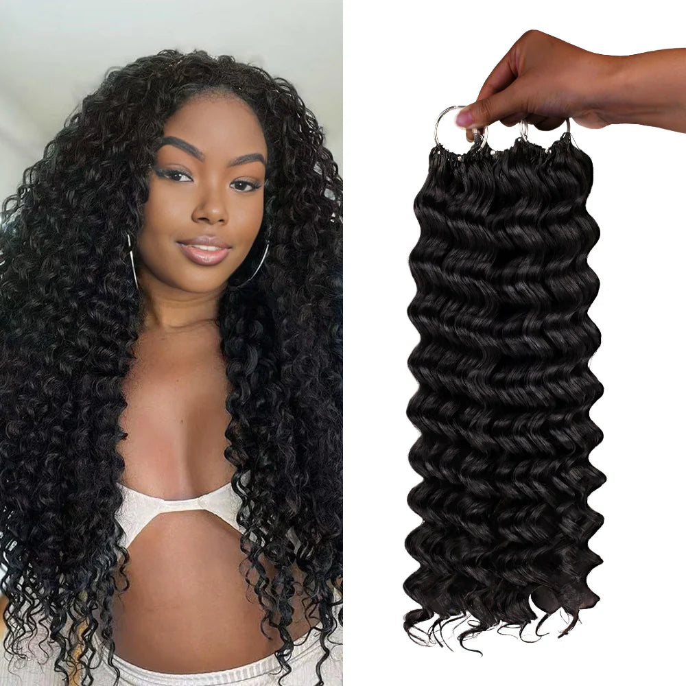 Onimehair™Onime Feather Crochet Hair Extension Deep Wave Virgin Human Hair