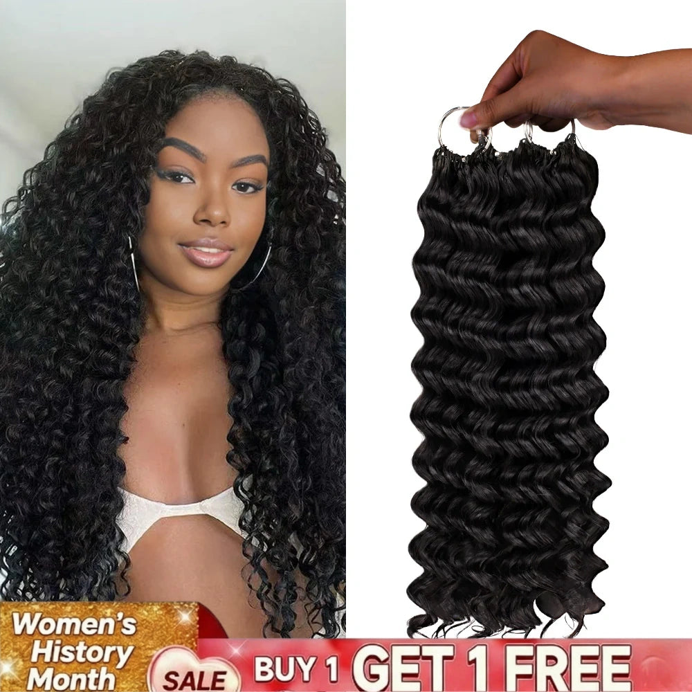 Deep Wave Virgin Crochet Hair Extension  Human Hair - Onime Hair