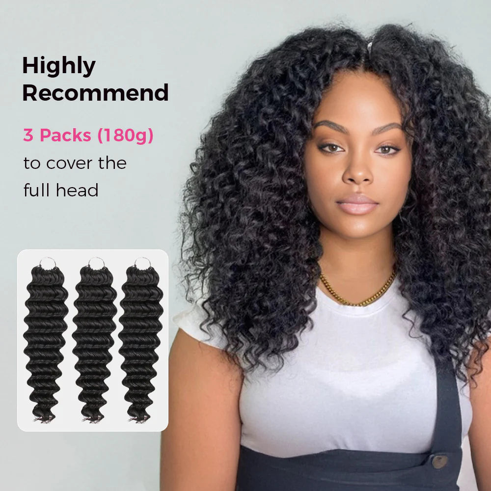 Onimehair™Onime Feather Crochet Hair Extension Deep Wave Virgin Human Hair