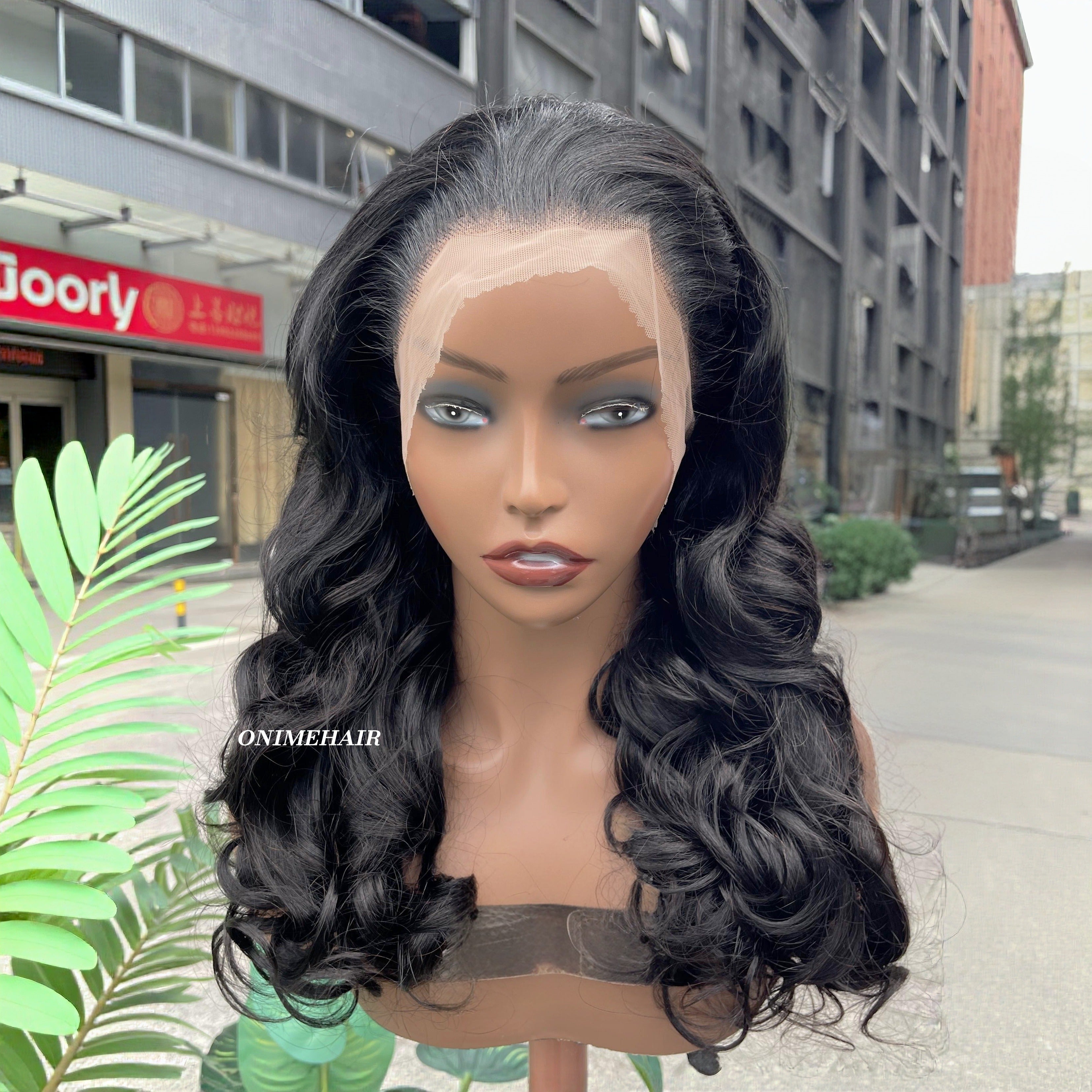 #1B Rose Wavy Frontal Transparent 13X4  Lace - Onime Hair