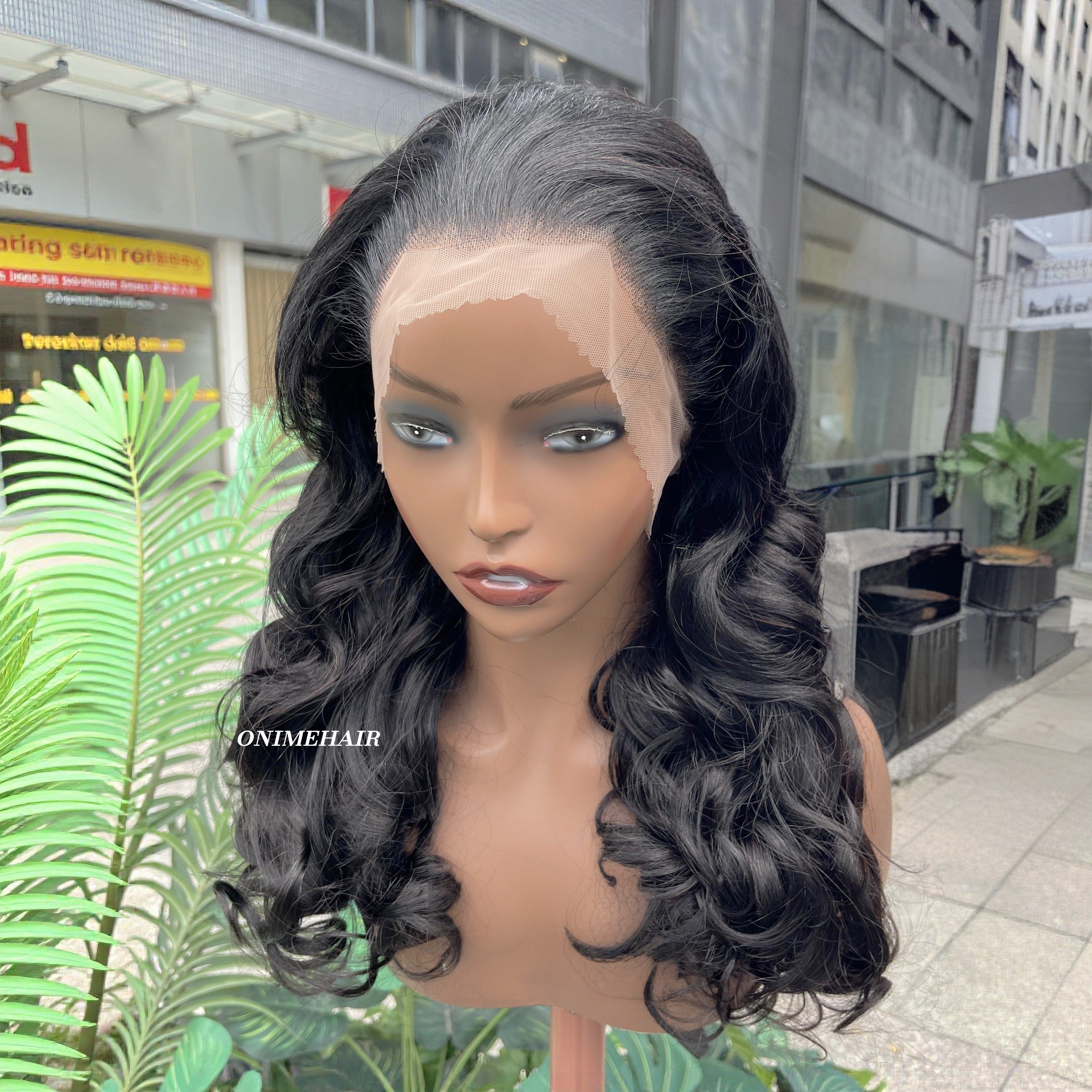 #1B Rose Wavy Frontal Transparent 13X4  Lace - Onime Hair