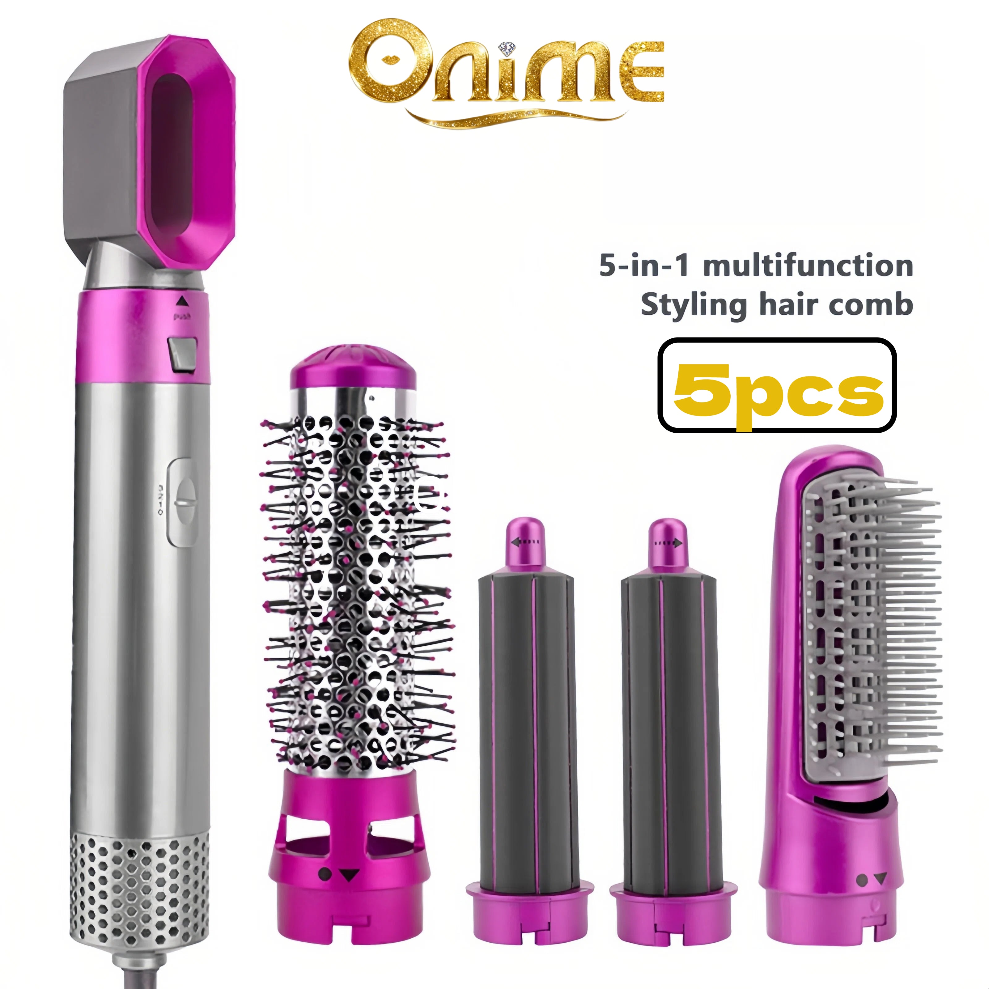 5-in-1 Air Styler Hair Dryer Brush — Auto-Wrap Curls, Smooth Straight, Blade-Free Hot Air Styling Tool