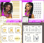 Hair Cuffs-50pcs Gold + 50pcs Silver  (Total 100 pcs)