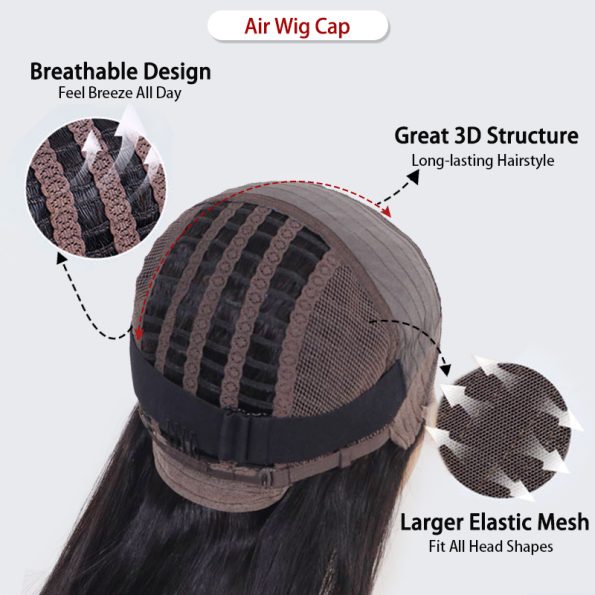 Breathable Air Cap | Short Water Wave Bob 5×5 Plus Lace Wear Go Glueless Wig 100% Human Hair