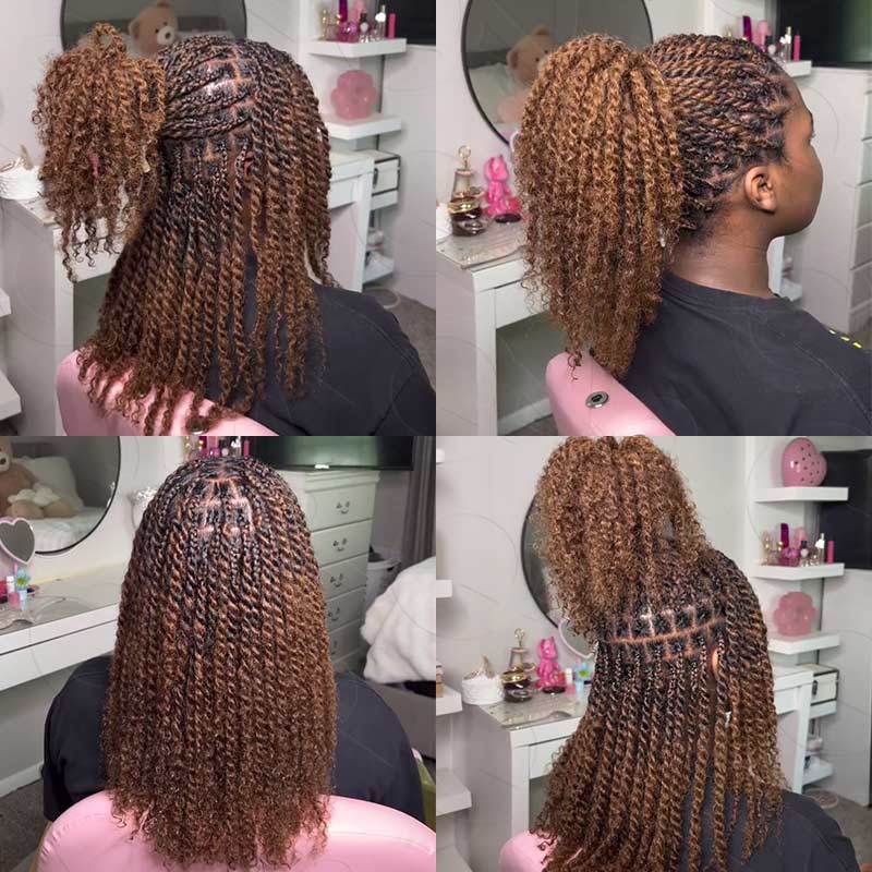 Onimehair™ Mixed Color #4/30 Afro Kinky Bulk Highlights #27/30 Human Hair