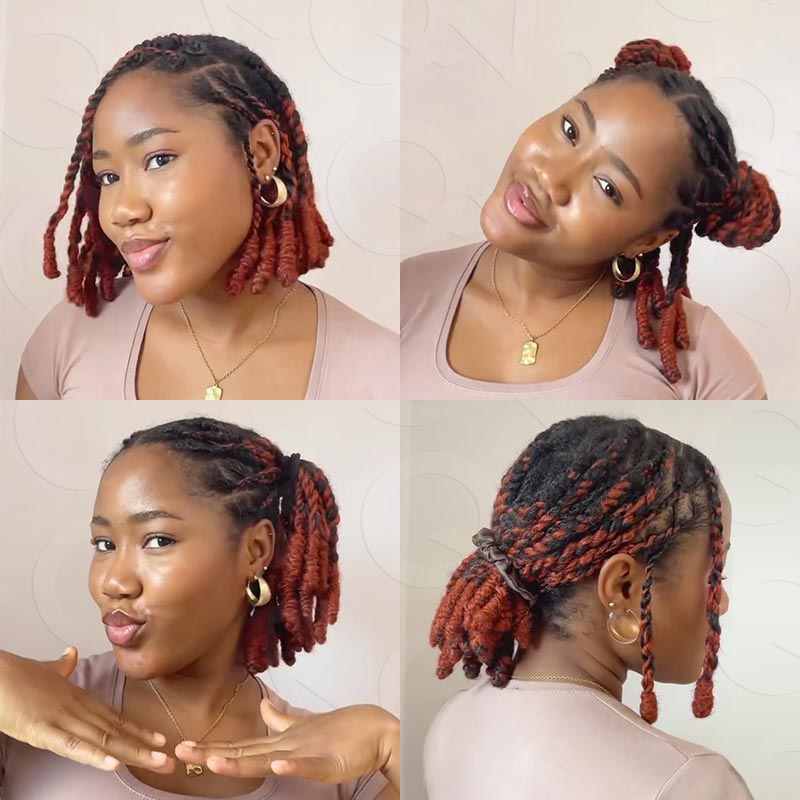 Onimehair™ Dark Orange Afro Kinky Bulk Hair Extensions For Braiding Dreadlock Human Hair