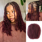 Onimehair™ Three Mix Colors Afro Kinky Bulk #1B/99J/Burgundy Human Hair For Braiding Dreadlock Hair