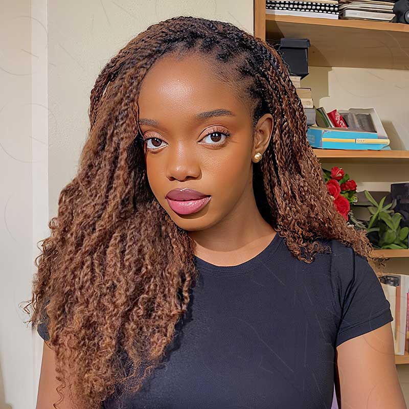 Onimehair™ Mixed Color #4/30 Afro Kinky Bulk Highlights #27/30 Human Hair