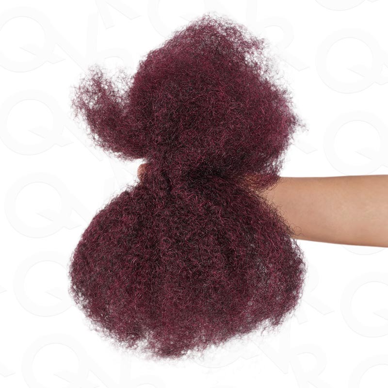 Onimehair™ Three Mix Colors Afro Kinky Bulk #1B/99J/Burgundy Human Hair For Braiding Dreadlock Hair