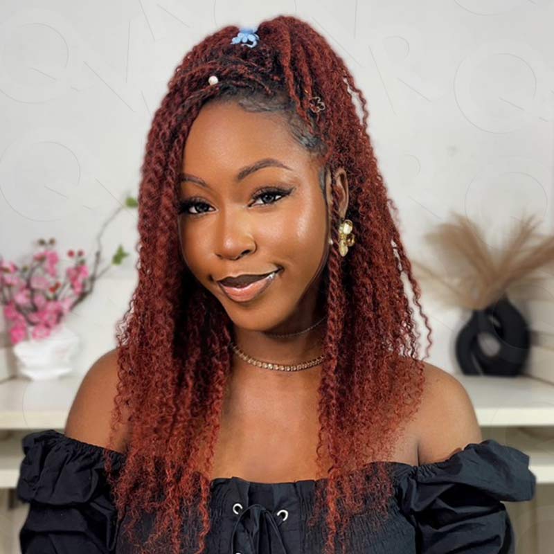 Onimehair™ Reddish Brown Color Afro Kinky Bulk Human Hair For Braiding Dreadlock Hair