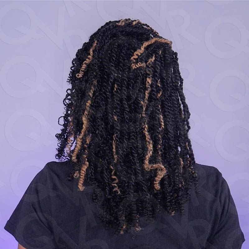 Onimehair™ #Honey Blonde+#1B Two Colors Afro Kinky Bulk Human Hair For Braiding DreadLock