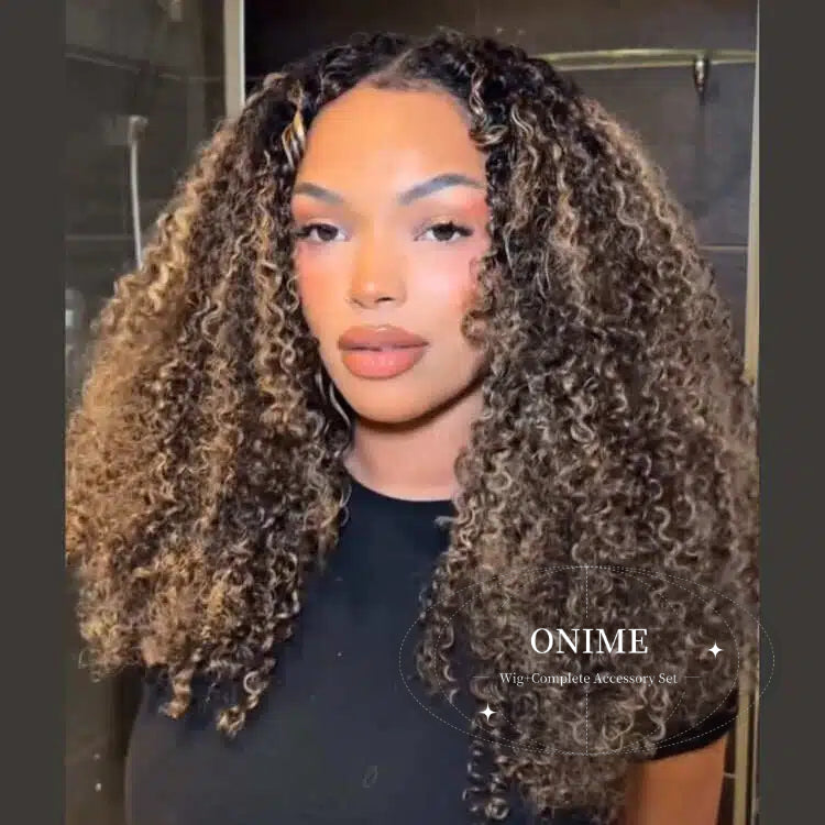 Highlight Color Afro Curly Crochet Hair 100% Human Crochet Hair Extensions