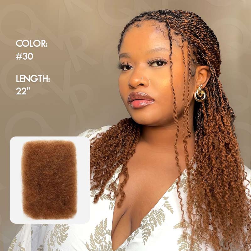 Onimehair™ Affordable Afro Kinky Bulk Human Hair Auburn Color For Braiding DreadLock