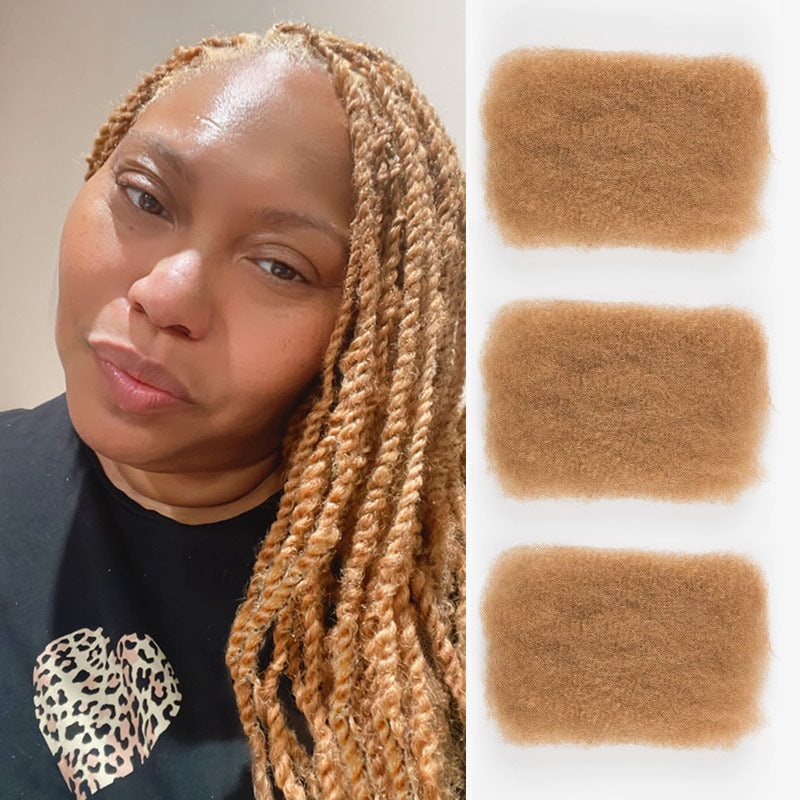 Onimehair™ Honey Blonde Color Afro kinky Bulk Hair Extensions For Braiding Dreadlock Human Hair