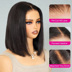 Glueless Short Bob Wig Straight 5×5 13×4 Invisible HD Lace Closure Wig 180% Density