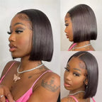 Glueless Short Bob Wig Straight 5×5 13×4 Invisible HD Lace Closure Wig 180% Density