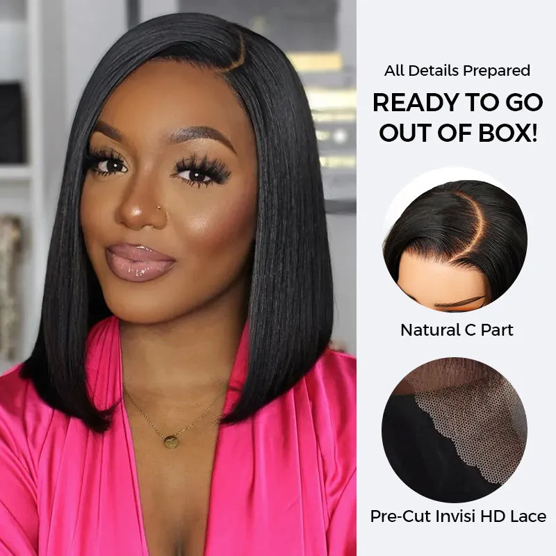 Pull Go Drawstring Bone Straight Bob 5×5 HD Lace Double Drawn Wig Middle/Side Part Vietnamese Hair