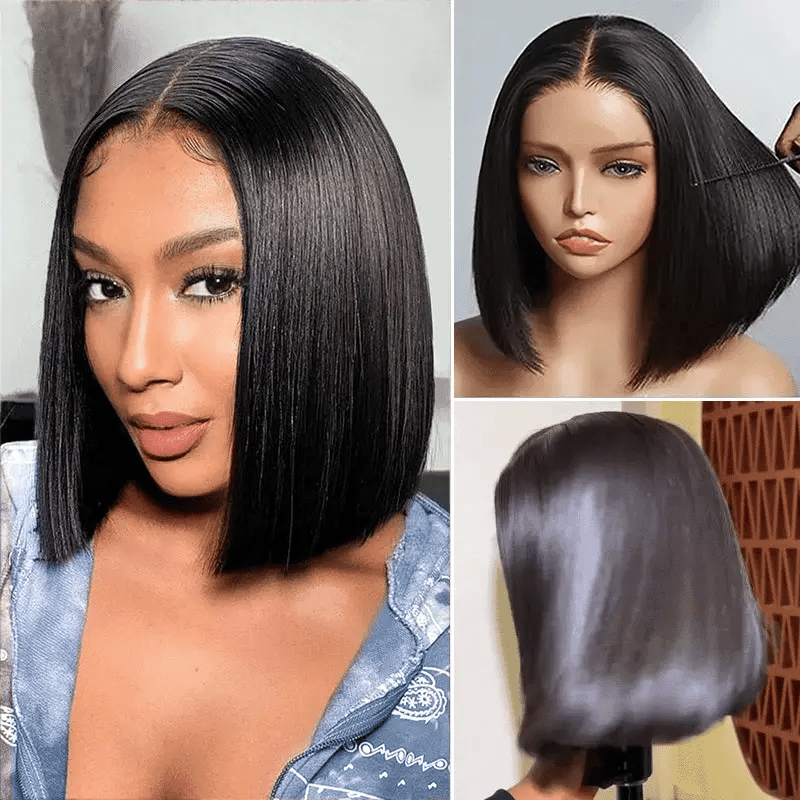 Pull Go Drawstring Bone Straight Bob 5×5 HD Lace Double Drawn Wig Middle/Side Part Vietnamese Hair