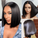 Pull Go Drawstring Bone Straight Bob 5×5 HD Lace Double Drawn Wig Middle/Side Part Vietnamese Hair
