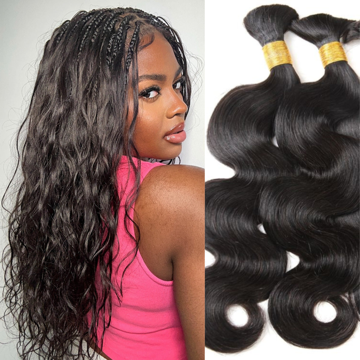 Body Wave Bulk Human Hair For Braiding & Boho Braids