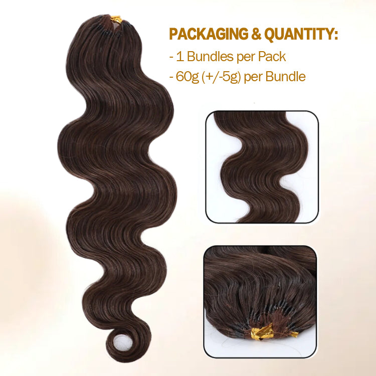 #4 Dark Brown Color Body Wave Feather Crochet Hair Extension Human Hair