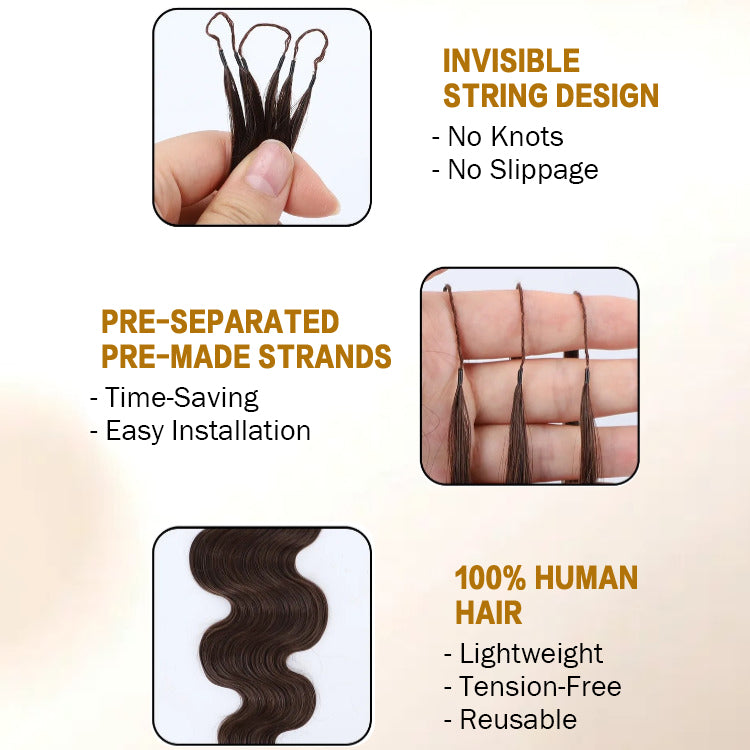 #4 Dark Brown Color Body Wave Feather Crochet Hair Extension Human Hair