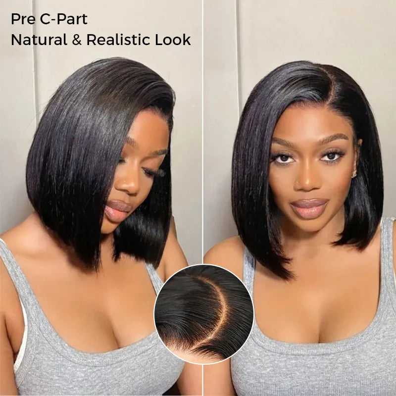 Pull Go Drawstring Bone Straight Bob 5×5 HD Lace Double Drawn Wig Middle/Side Part Vietnamese Hair