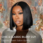 Sleek Bone Straight Bob 5×5 HD Lace Glueless Blunt Cut Middle Part Wig Super Double Drawn Hair Quality