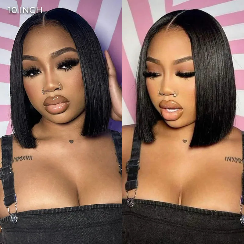 Pull Go Drawstring Bone Straight Bob 5×5 HD Lace Double Drawn Wig Middle/Side Part Vietnamese Hair