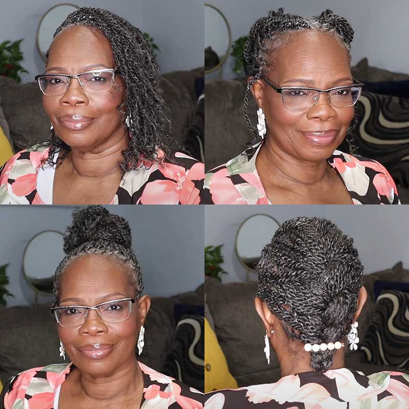 Onimehair™ Brazilian Salt Pepper Color Afro Kinky Bulk Human Hair For Braiding Dreadlock Hair