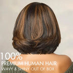 Brown/Blonde Highlight Color Layered Cut 5×5 Lace Bob C Side Part Wear & Go Glueless Closure Wig