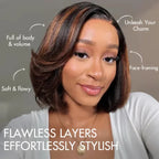 Brown/Blonde Highlight Color Layered Cut 5×5 Lace Bob C Side Part Wear & Go Glueless Closure Wig